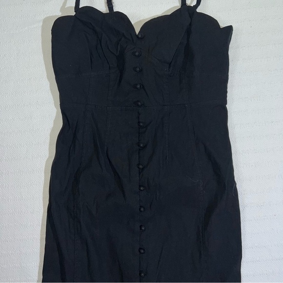 Anthropologie Womens Midi Dress Size 6 Black Preppy Party Celebration Front Slit - Picture 6 of 14